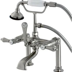 Outlet Aqua Eden AE103T8BAL Bel Air Deck Mount Clawfoot Tub Faucet in Satin Nickel Tub Faucets