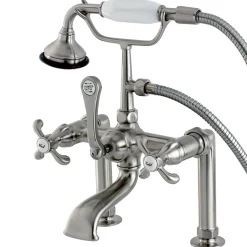 Hot Aqua Eden AE103T8TX French Country Deck Mount Clawfoot Tub Faucet in Satin Nickel Tub Faucets