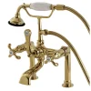 Clearance Aqua Eden AE103T2TX French Country Deck Mount Clawfoot Tub Faucet in Polished Brass Tub Faucets