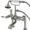 Clearance Aqua Eden AE103T8TAL Tudor Deck Mount Clawfoot Tub Faucet in Satin Nickel Tub Faucets