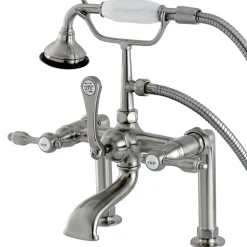 Clearance Aqua Eden AE103T8TAL Tudor Deck Mount Clawfoot Tub Faucet in Satin Nickel Tub Faucets