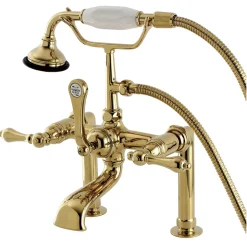 New Aqua Eden AE103T2 Vintage Deck Mount Clawfoot Tub Faucet in Polished Brass Tub Faucets