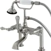 New Aqua Eden AE103T8 Vintage Deck Mount Clawfoot Tub Faucet in Satin Nickel Tub Faucets