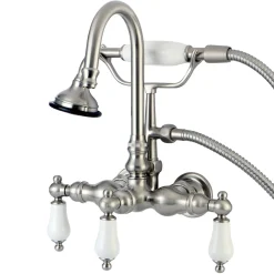 Best Aqua Eden Vintage Wall Mount Clawfoot Tub Faucet with Porcelain Lever Handle Tub Faucets