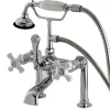 Clearance Aqua Eden Vintage Deck Mount Clawfoot Brass Tub Faucet with Porcelain Lever Handle Tub Faucets