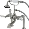 Sale Aqua Eden Vintage Deck Mount Clawfoot Tub Faucet with Porcelain Lever Handle Tub Faucets