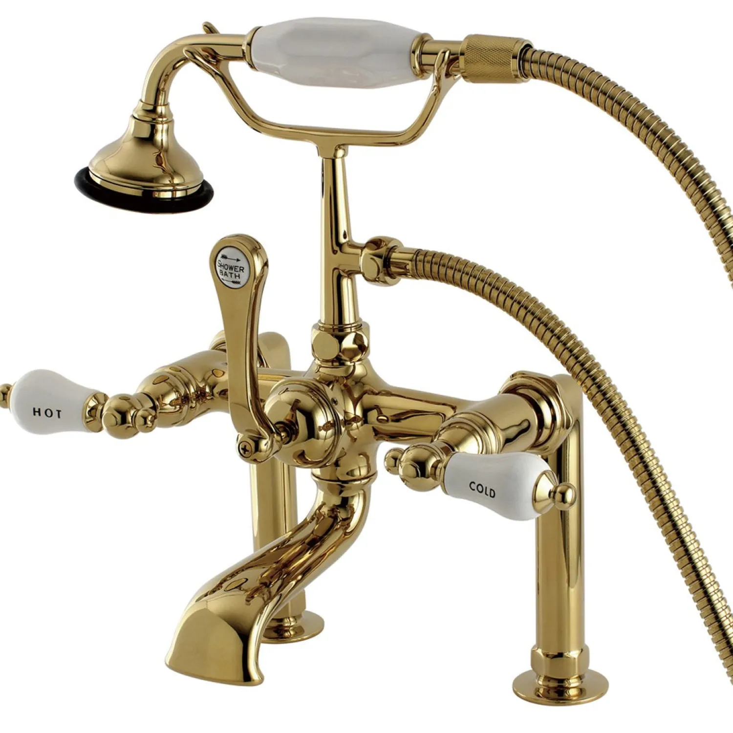 Sale Aqua Eden Vintage Deck Mount Clawfoot Tub Faucet with Porcelain Lever Handle Tub Faucets