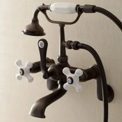 New Aqua Vintage 2-Hole Wall Mount Clawfoot Tub Faucet with Hand Shower Tub & Shower Sets|Tub Faucets