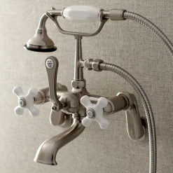 New Aqua Vintage 2-Hole Wall Mount Clawfoot Tub Faucet with Hand Shower Tub & Shower Sets|Tub Faucets
