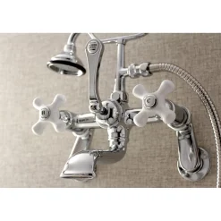 New Aqua Vintage 2-Hole Wall Mount Clawfoot Tub Faucet with Hand Shower Tub & Shower Sets|Tub Faucets