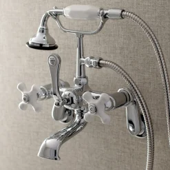 New Aqua Vintage 2-Hole Wall Mount Clawfoot Tub Faucet with Hand Shower Tub & Shower Sets|Tub Faucets