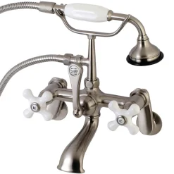 New Aqua Vintage 2-Hole Wall Mount Clawfoot Tub Faucet with Hand Shower Tub & Shower Sets|Tub Faucets