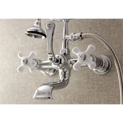 Best Aqua Vintage 7-Inch Wall Mount Tub Faucet with Hand Shower Tub Faucets