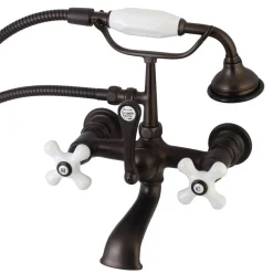 Best Aqua Vintage 7-Inch Wall Mount Tub Faucet with Hand Shower Tub Faucets