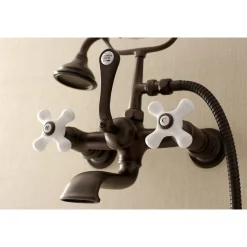 Best Aqua Vintage 7-Inch Wall Mount Tub Faucet with Hand Shower Tub Faucets