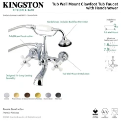 Best Aqua Vintage 7-Inch Wall Mount Tub Faucet with Hand Shower Tub Faucets