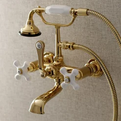 Best Aqua Vintage 7-Inch Wall Mount Tub Faucet with Hand Shower Tub Faucets