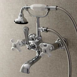 Best Aqua Vintage 7-Inch Wall Mount Tub Faucet with Hand Shower Tub Faucets
