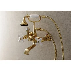 Best Aqua Vintage 7-Inch Wall Mount Tub Faucet with Hand Shower Tub Faucets