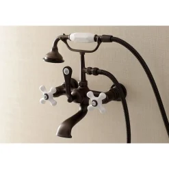 Best Aqua Vintage 7-Inch Wall Mount Tub Faucet with Hand Shower Tub Faucets