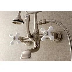 Best Aqua Vintage 7-Inch Wall Mount Tub Faucet with Hand Shower Tub Faucets