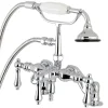 Outlet Aqua Vintage 3-3/8-Inch Adjustable Deck Mount Tub Faucet with Hand Shower in Polished Chrome Tub Faucets