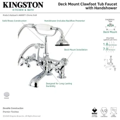 Best Aqua Vintage 7-Inch Adjustable Clawfoot Tub Faucet with Hand Shower in Polished Chrome Tub Faucets