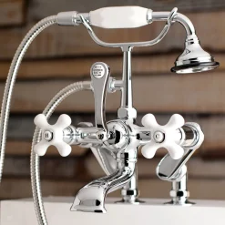 Discount Aqua Vintage 7-Inch Tub Faucet with Hand Shower in Polished Chrome Tub Faucets