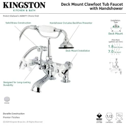 Discount Aqua Vintage 7-Inch Tub Faucet with Hand Shower in Polished Chrome Tub Faucets