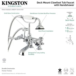Sale Aqua Vintage 7-Inch Adjustable Clawfoot Tub Faucet with Hand Shower Tub Faucets