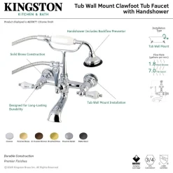 New Aqua Vintage Wall Mount Tub Faucet with Hand Shower Tub Faucets