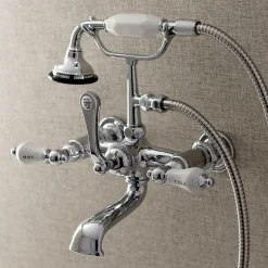 New Aqua Vintage Wall Mount Tub Faucet with Hand Shower Tub Faucets