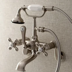 Outlet Aqua Vintage Wall Mount 2-Hole Clawfoot Tub Faucet with Hand Shower Tub & Shower Sets|Tub Faucets