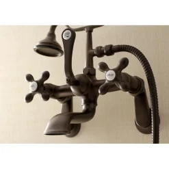 Outlet Aqua Vintage Wall Mount 2-Hole Clawfoot Tub Faucet with Hand Shower Tub & Shower Sets|Tub Faucets