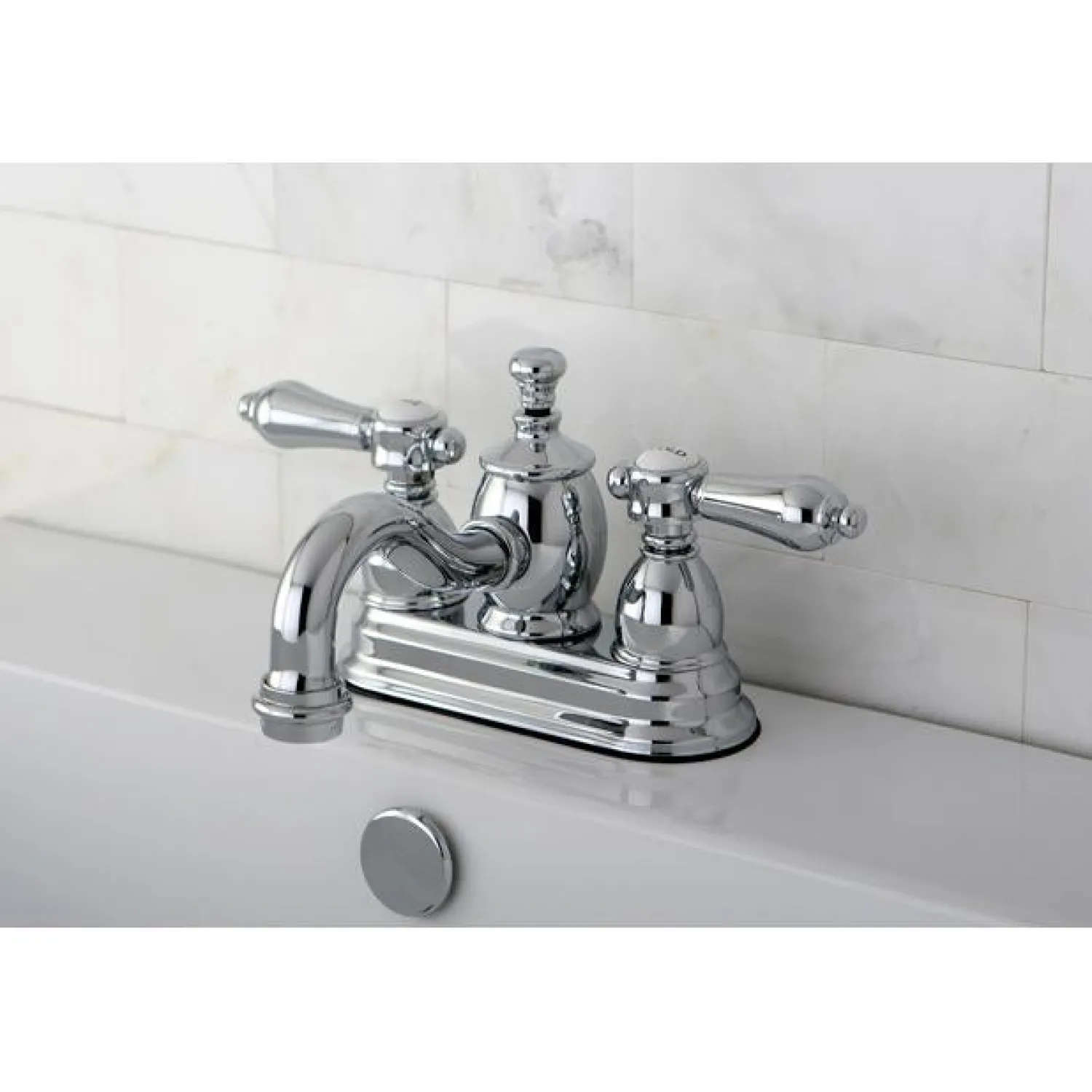 Outlet Belair 4" Centerset Lavatory Faucet with Metal Lever Handle and Heritage Spout 4" Center Set