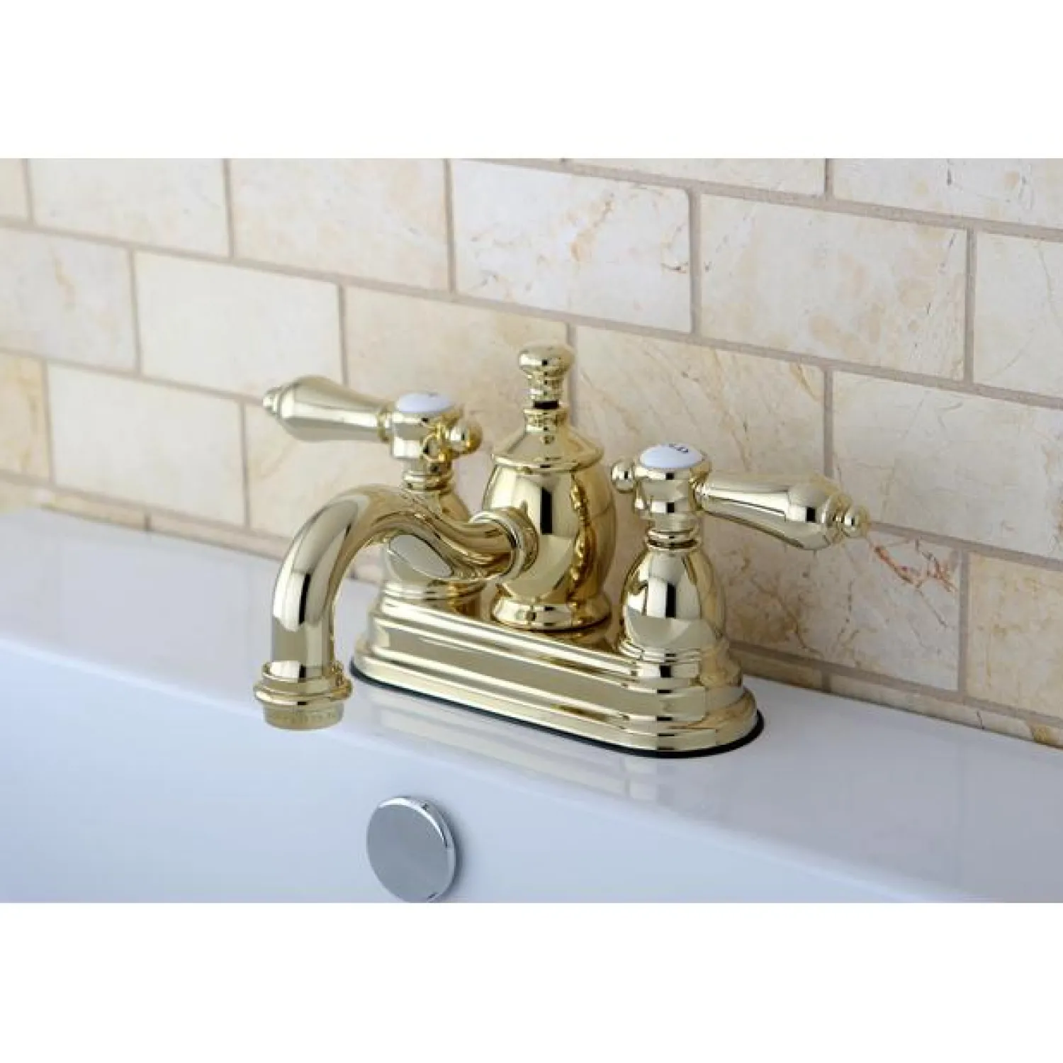 Outlet Belair 4" Centerset Lavatory Faucet with Metal Lever Handle and Heritage Spout 4" Center Set