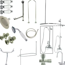 Discount CCK2181PL Vintage Clawfoot Tub Package with High Rise Goose Neck Tub & Shower Sets|Tub Faucets