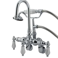 Clearance CC304T1 Vintage 3-3/8" - 9" Adjustable Center Wall Mount Clawfoot Tub Filler with Hand Shower Tub Faucets