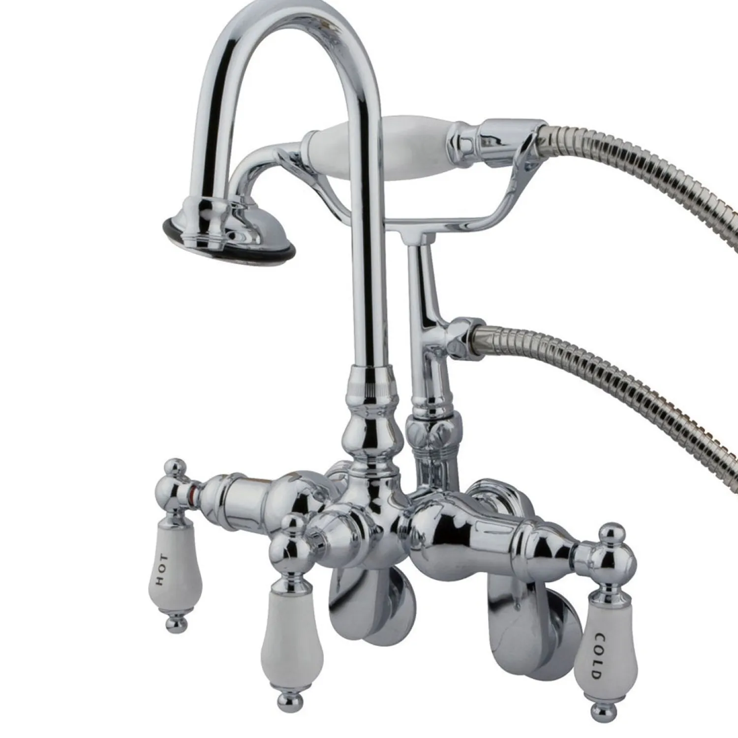 Clearance CC304T1 Vintage 3-3/8" - 9" Adjustable Center Wall Mount Clawfoot Tub Filler with Hand Shower Tub Faucets