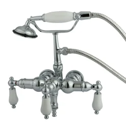 Hot CC24T1 Vintage 3-3/8" Wall Mount Clawfoot Tub Filler with Hand Shower Tub Faucets