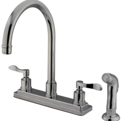 Best 8" Centerset 4-Hole Kitchen Faucet Faucets With Side Spray