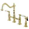 8" Centerset Kitchen Faucet with Brass Sprayer Faucets With Side Spray|Bridge Faucets