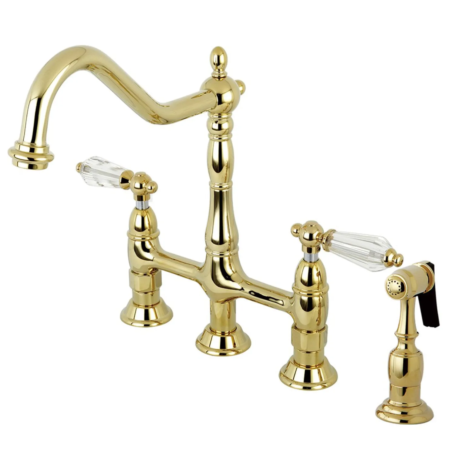 8" Centerset Kitchen Faucet with Brass Sprayer Faucets With Side Spray|Bridge Faucets