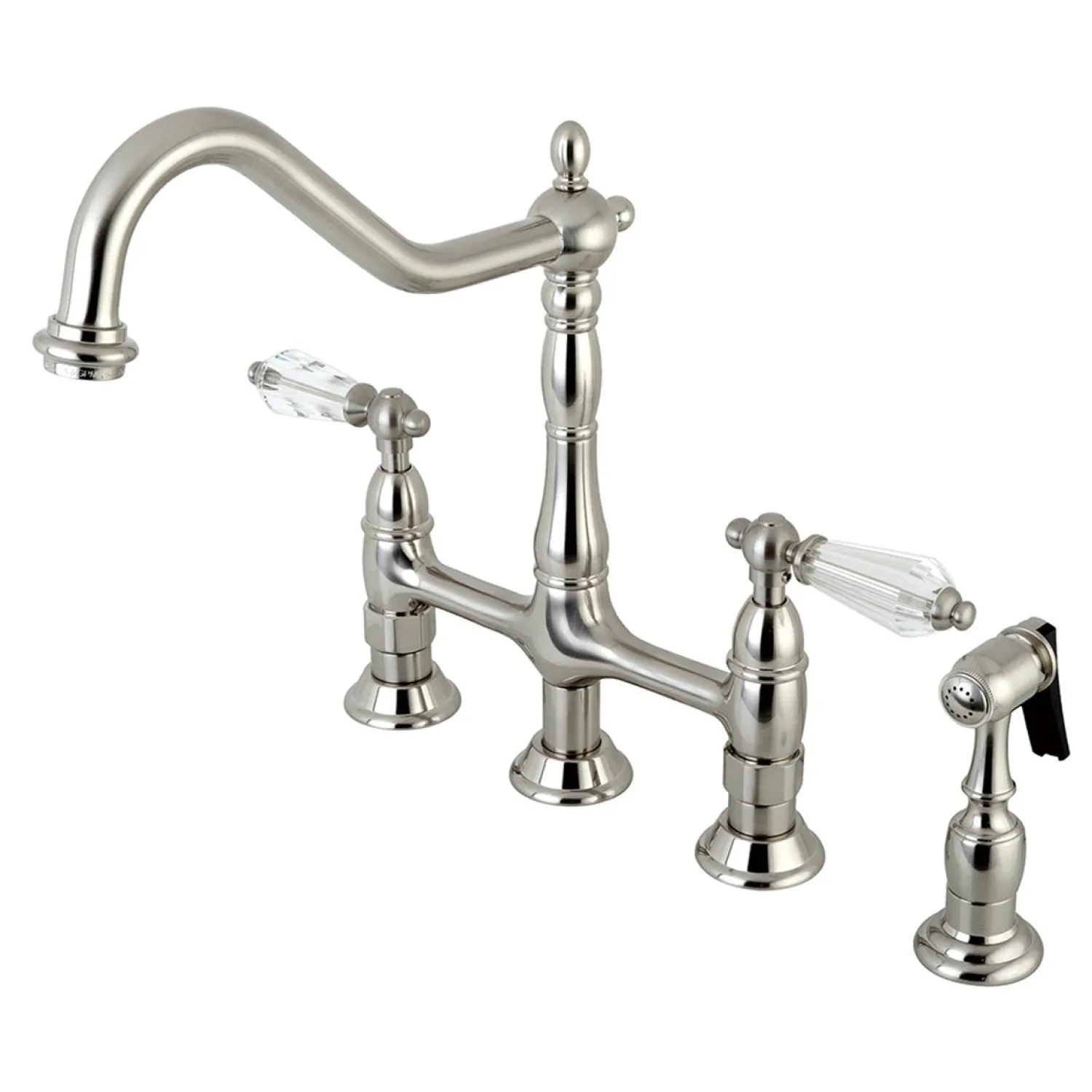 8" Centerset Kitchen Faucet with Brass Sprayer Faucets With Side Spray|Bridge Faucets