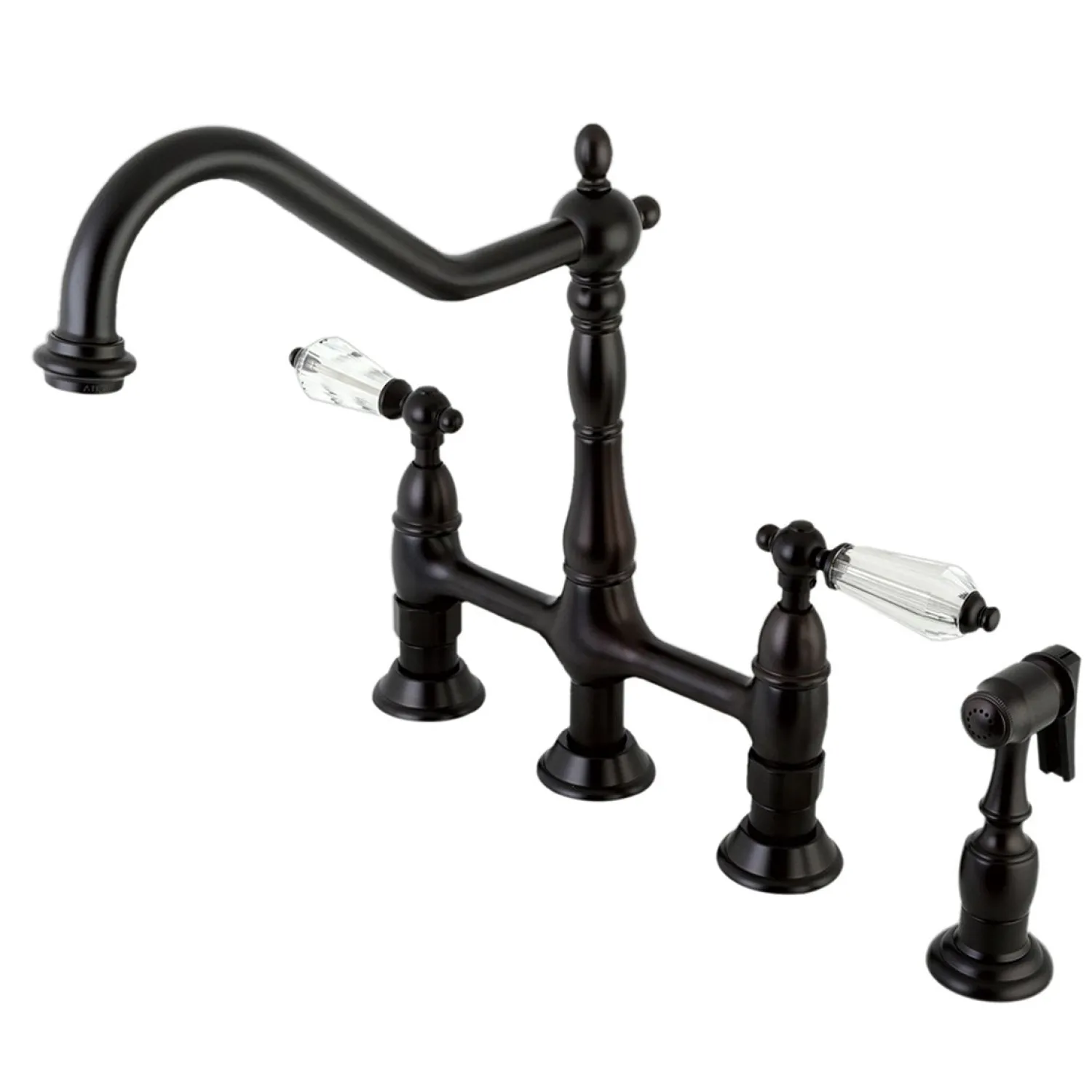 8" Centerset Kitchen Faucet with Brass Sprayer Faucets With Side Spray|Bridge Faucets