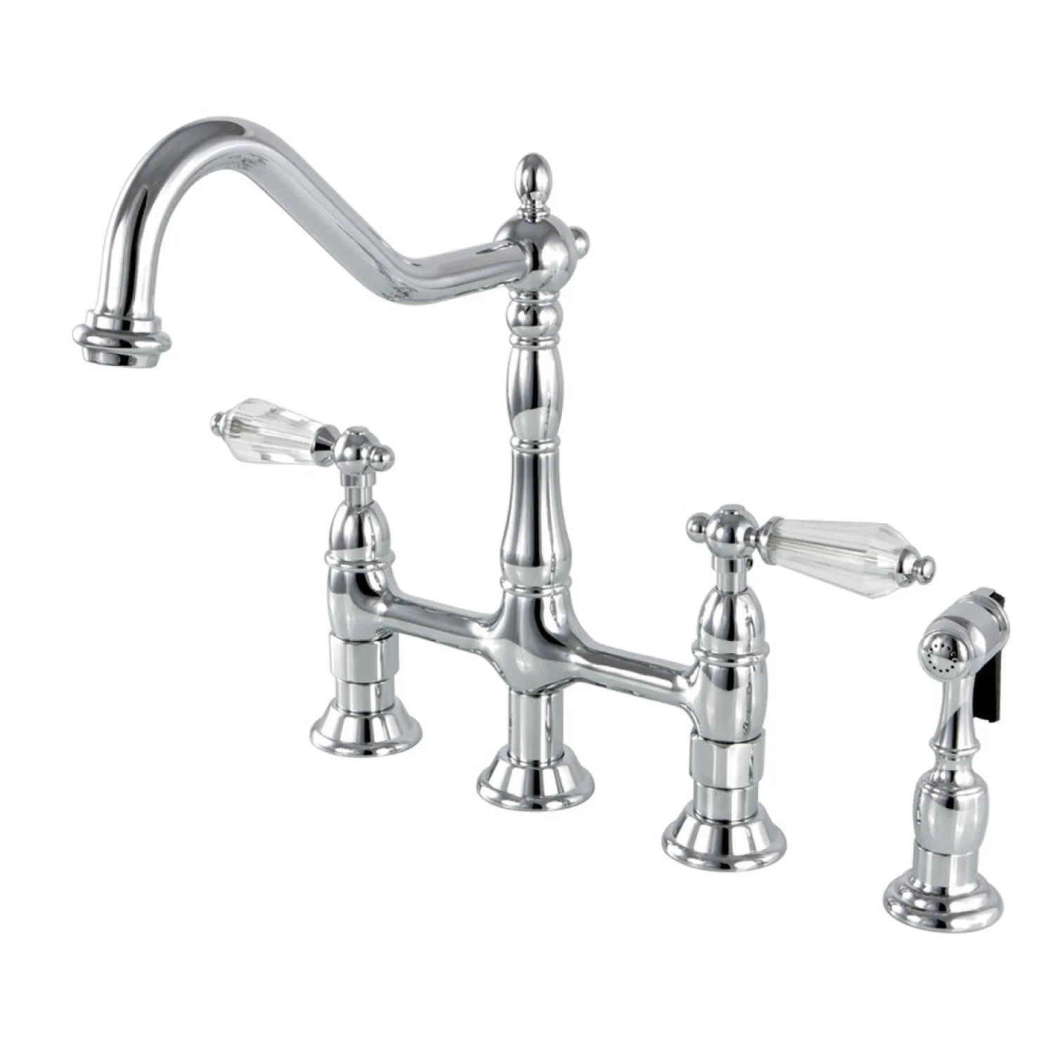 8" Centerset Kitchen Faucet with Brass Sprayer Faucets With Side Spray|Bridge Faucets