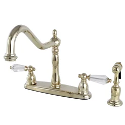 Outlet 8" Centerset Kitchen Faucet with Matching Brass Sprayer Faucets With Side Spray