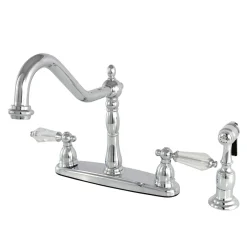Outlet 8" Centerset Kitchen Faucet with Matching Brass Sprayer Faucets With Side Spray