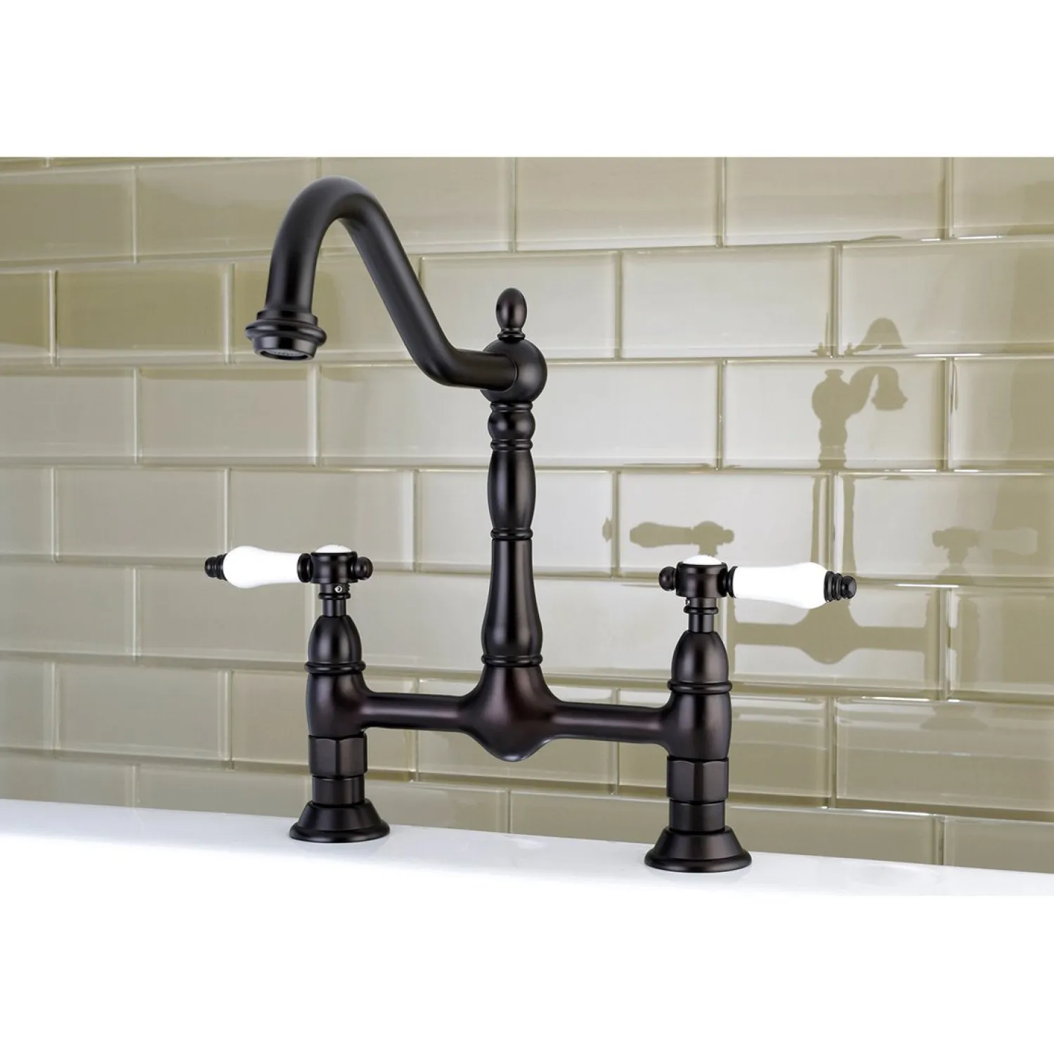 8" Centerset Kitchen Faucet Less Sprayer Bridge Faucets