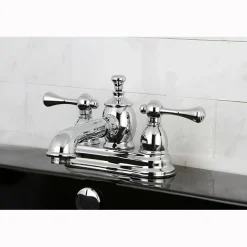 Best 4" Centerset Lavatory Faucet with Heritage Spout and Metal Lever Handle 4" Center Set